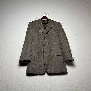 Joseph Abboud Silk Wool Houndstooth Blazer Sport Coat Jacket Men 42L Tan Brown